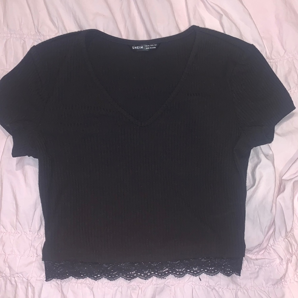 Shein lace trimmed crop top
